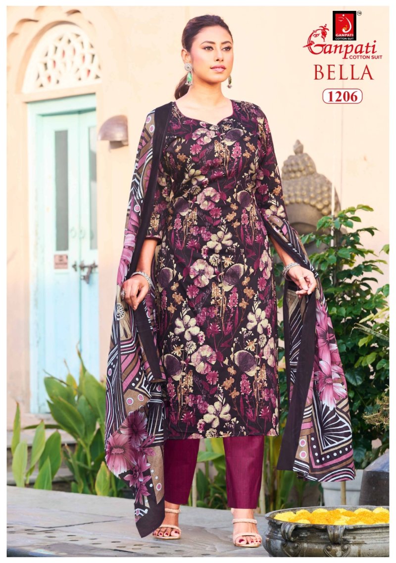 Bella Pant Vol 12 By Ganpati Printed Cotton Dress Material 